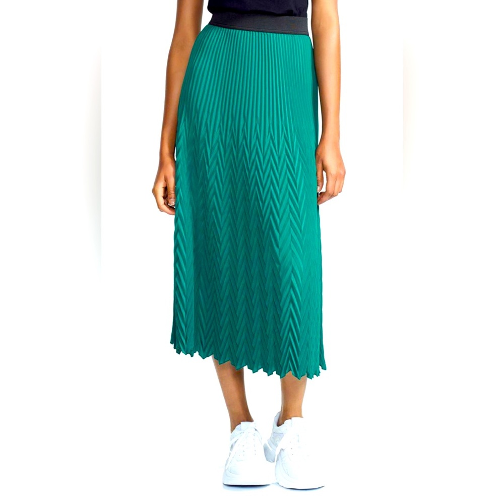 Maje honeycomb pleated skirt emerald green size 1